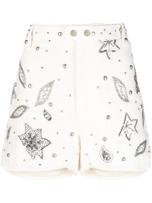 Kayneliae embroidered shorts - White