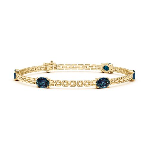Angara 5.0 Carats Five Stone Oval Lab-Grown Alexandrite Station Link Bracelet in 14K Yellow Gold