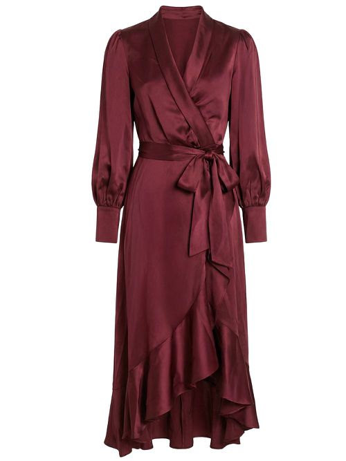 Silk Wrap Midi Dress