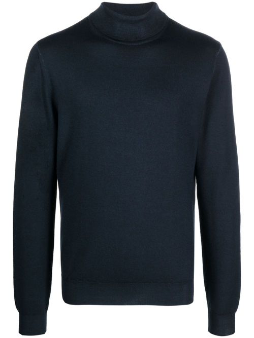 Roll-neck virgin-wool jumper - Blue