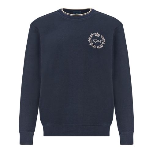 X‑Soft sweatshirt in cotton with heraldic embroidery, Man, Dama Blue