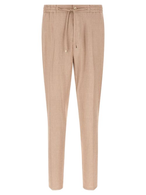 Flamed Linen Joggers Pants Beige
