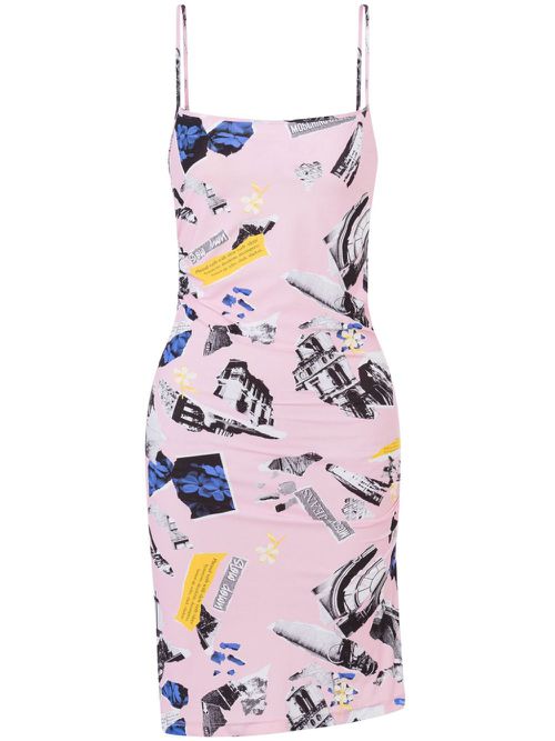Collage-print mini dress - Pink