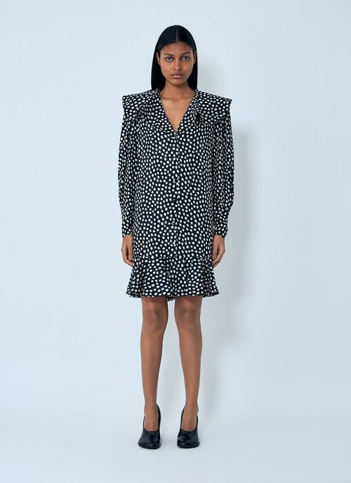 Polka-dot Mini Dress - Woman Dresses Black Fr