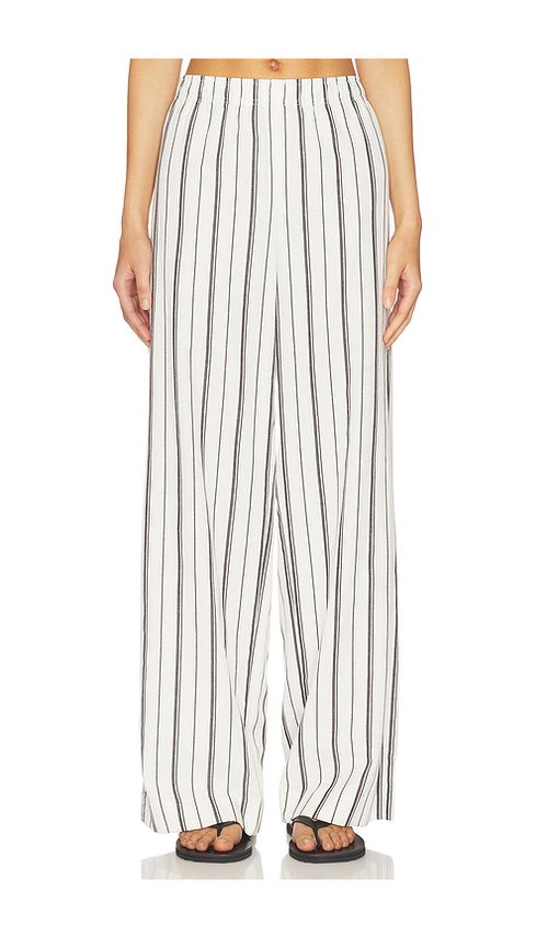 Vince Resort Stripe Drawstring Pull On Pant in White. M. Also in