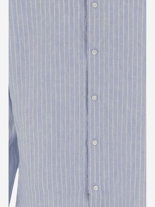 Linen Striped Shirt — Blue