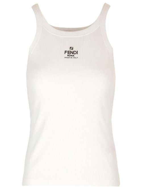 White Logo Scoop Neck Tank Top