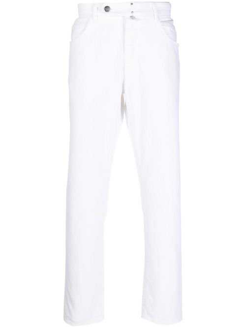 Off-centre button-fastening trousers - White