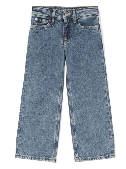 Acid-wash straight-leg jeans - Blue