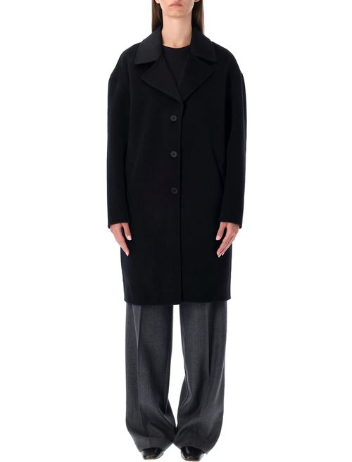 Oversized Black Wool Blend Coat