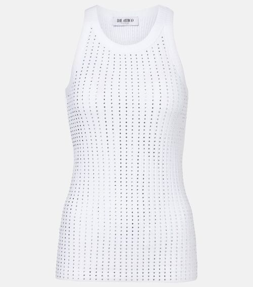 Embellished cotton jersey tank top