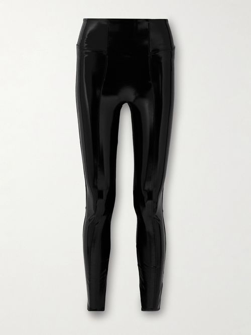 Faux Patent-leather Leggings - Black