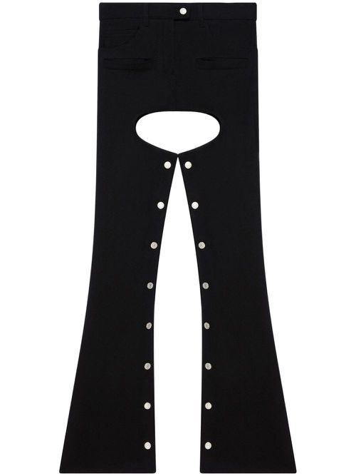Cut-out flared denim trousers - Black