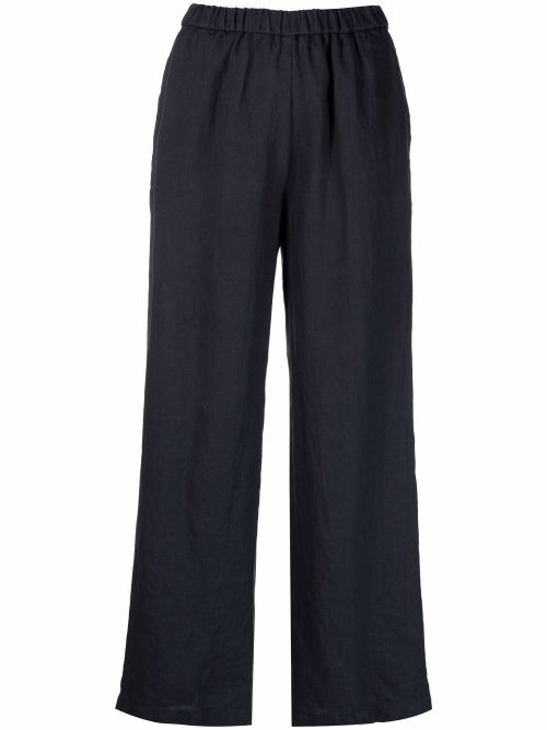 Wide-leg linen trousers - Blue