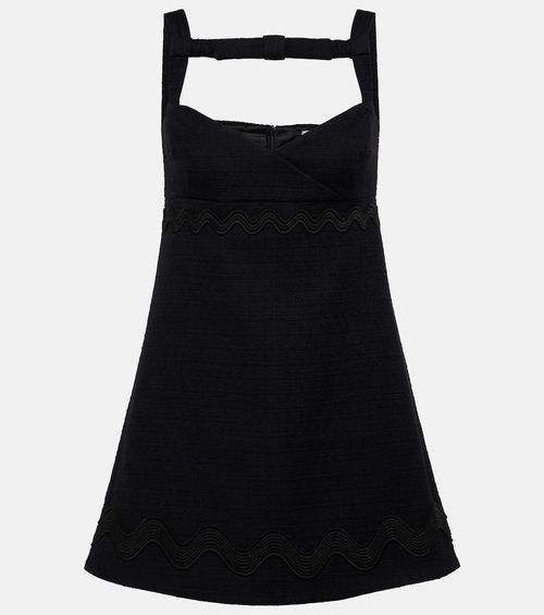 Bow-detail cotton-blend tweed minidress