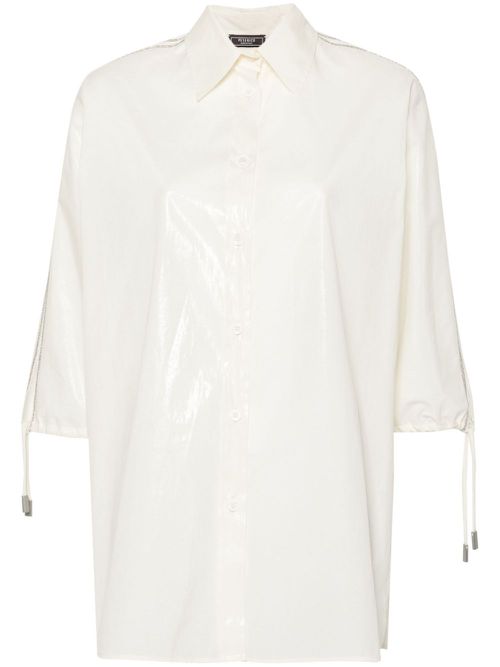 Beaded trim-detail taffeta shirt - Neutrals