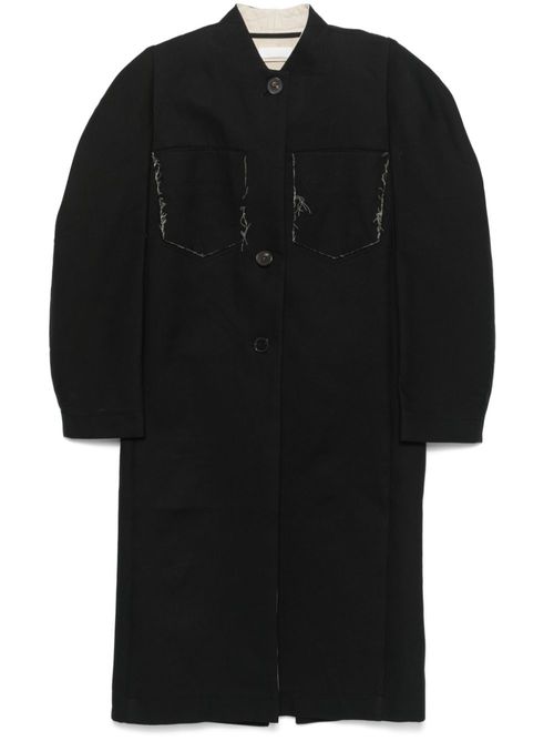 Frayed-brim coat - Black