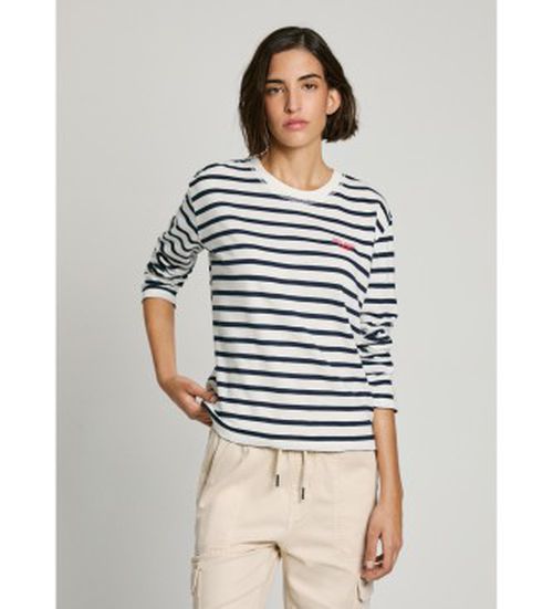 Pepe Jeans for woman. PL506018 Rio T-shirt navy, white (M), Casual, Long sleeve, Organic Cotton, Sustainable
