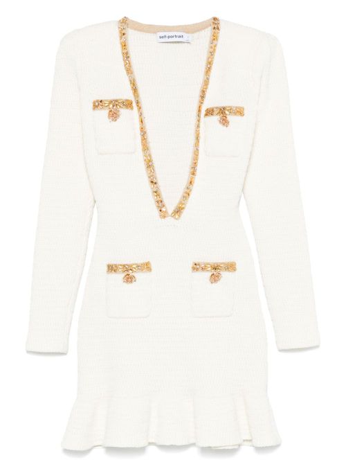 Lurex-detail knitted mini dress - Neutrals