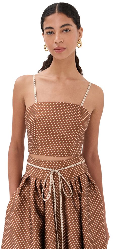 Halfway There Crop Top Brown/Cream