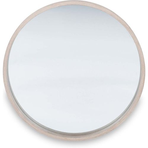 Natural Wood Round Wall Mirror for Living Room, Hall of Bedroo