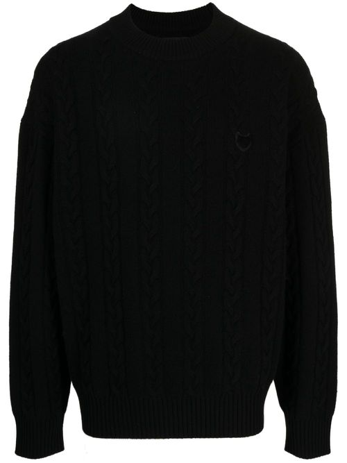 Panther cable-knit jumper - Black