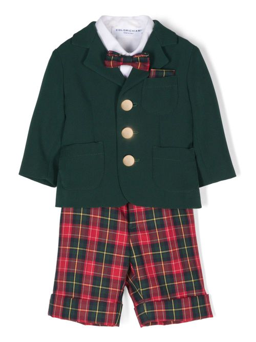Tartan-pattern trousers set - Green