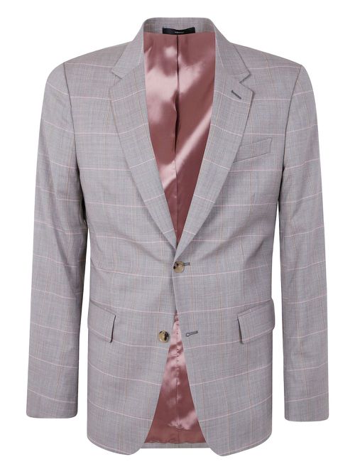 Checked-pattern single-breasted blazer - Grey