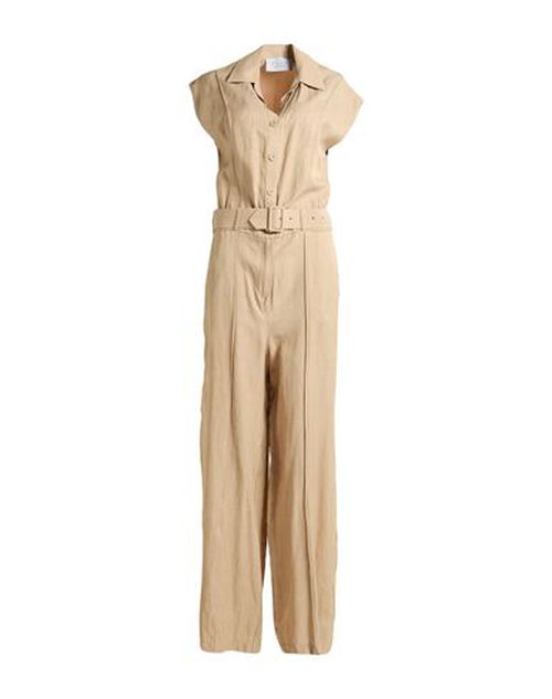 Woman Jumpsuit Sand Size 12 Viscose, Linen
