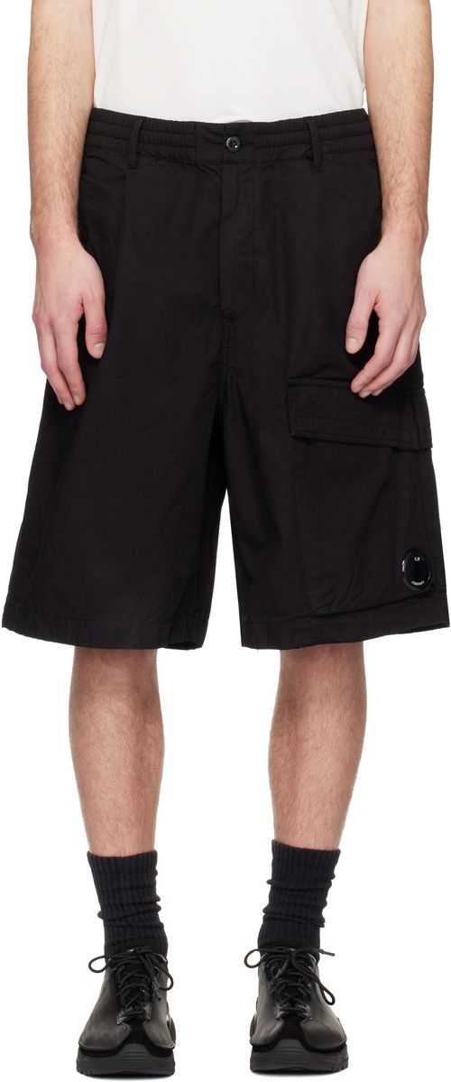 Black Micro-Reps Boxy Lens Shorts