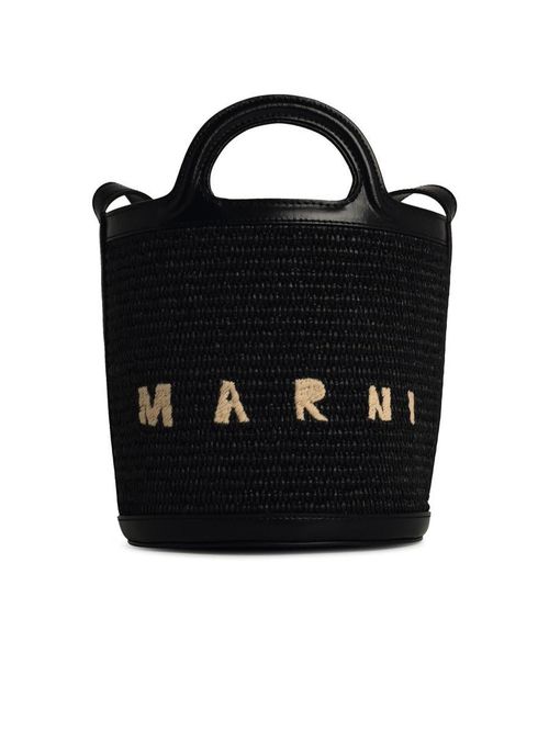 'Tropicalia' Black Straw Blend Bag