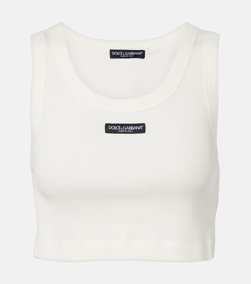 Logo cotton jersey crop top