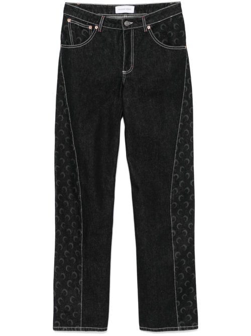Crescent moon print denim - Black