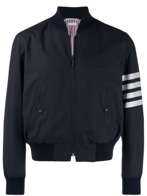 4-Bar plain weave suiting bomber jacket