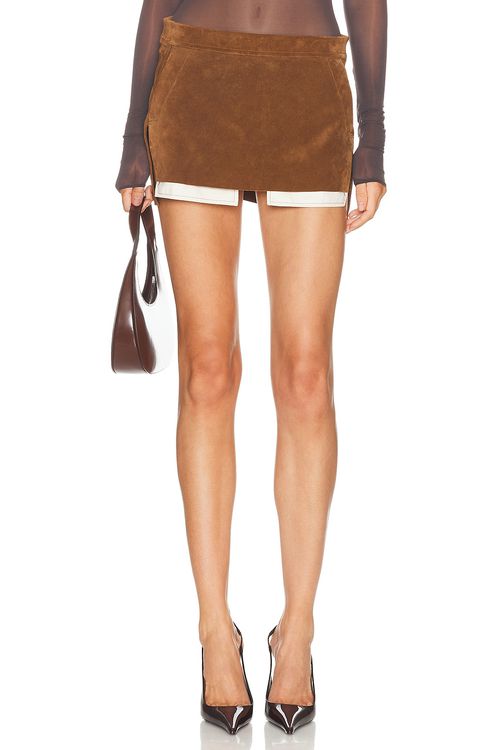 Rick Owens Fog Cutoff Mini Skirt in Brown