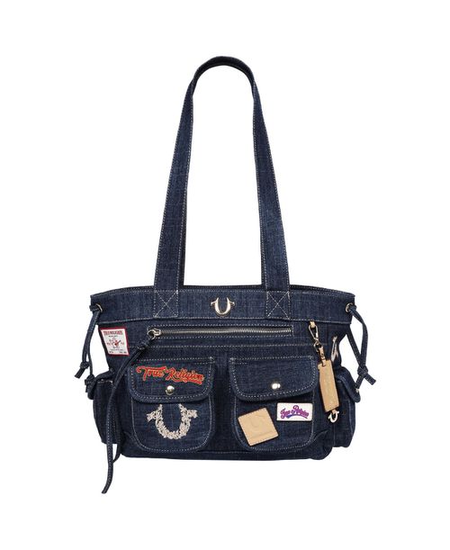 Multi-Patch Denim Tote - Dark denim
