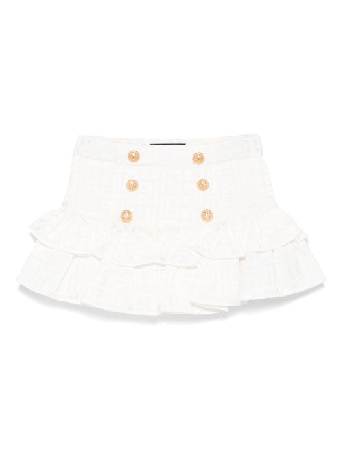 Embossed-buttons skirt - White