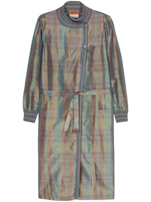1970s plaid-check silk coat - Blue