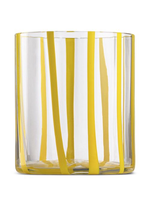Cyrcus glass striped tumbler (8.5cm x 10cm) - White