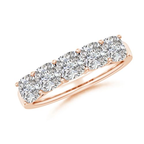 Angara 2.5 Carats Prong-Set Cushion Diamond Five Stone Wedding Ring in 14K Rose Gold
