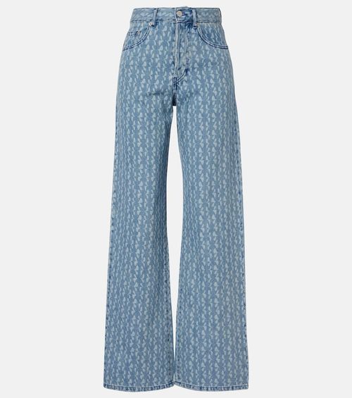 Printed wide-leg jeans