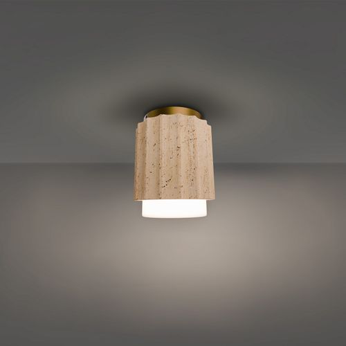 Beige Travertine Aged Brass LED Flush Mount from the Caviar Collection
