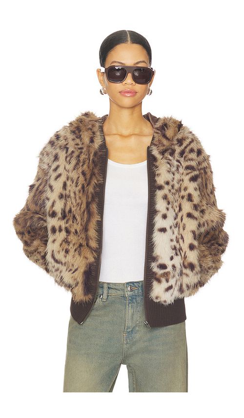Jaded London Bear Faux Fur Jacket in Brown. XL. Also in L