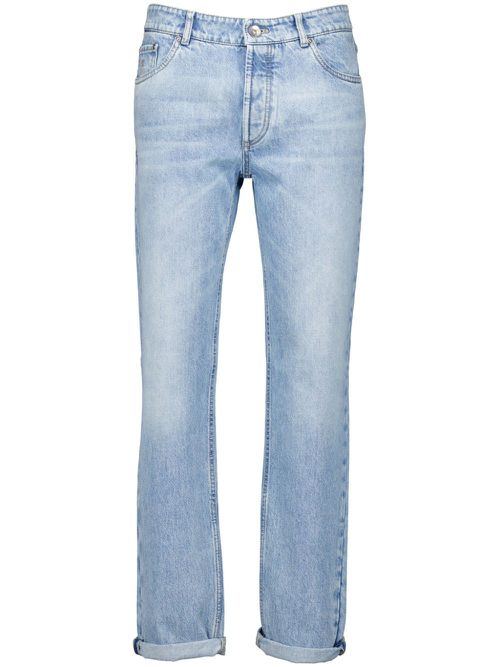 Logo-stitched tapered jeans - Blue