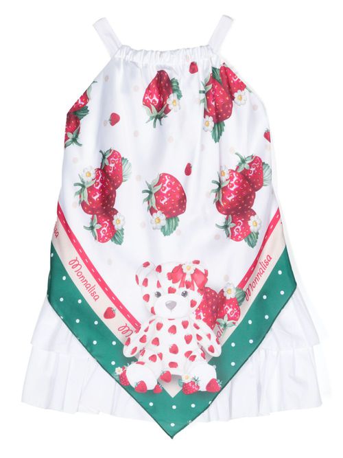 Strawberry-print casual dress - White