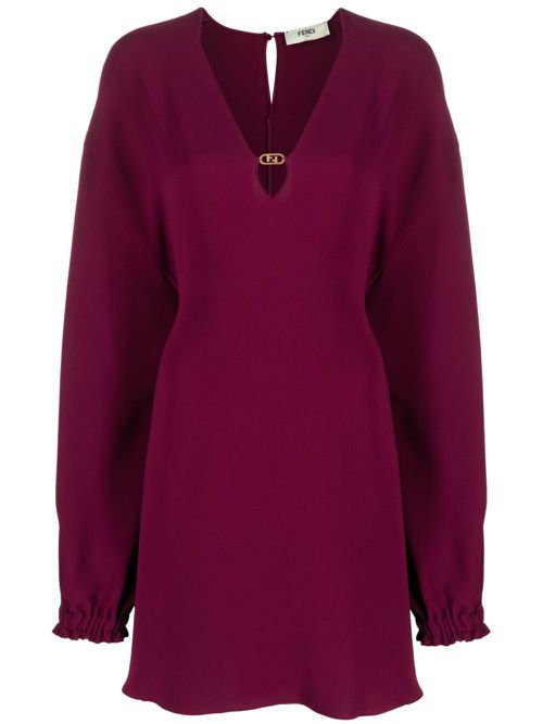 Cady logo-plaque silk minidress - Red