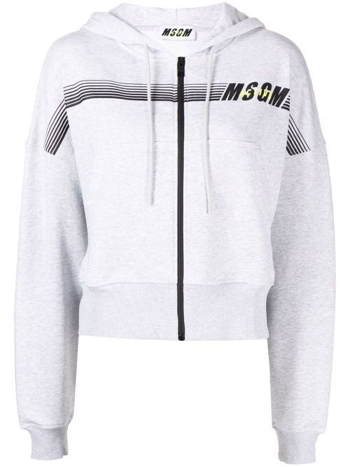 Logo-print zip-up hoodie - Grey