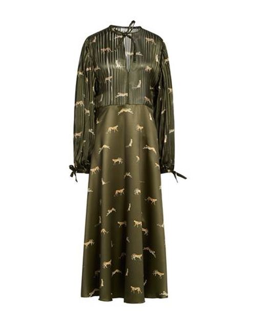 Woman Maxi dress Dark green Size 10 Viscose, Silk