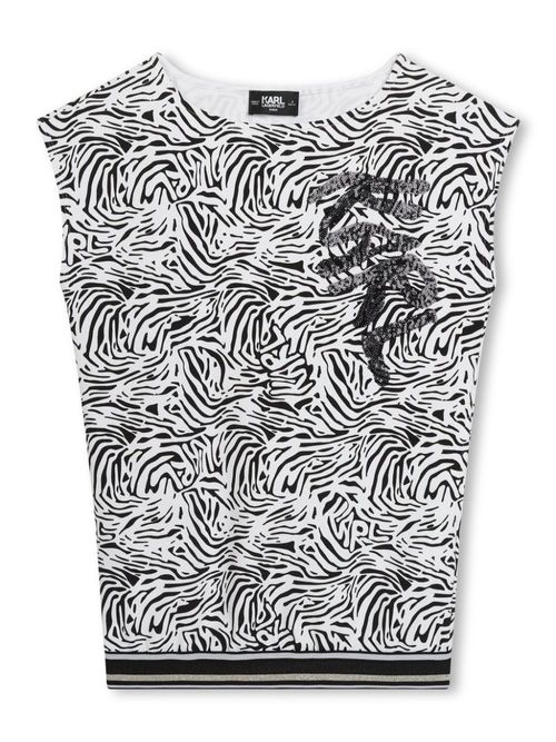 Zebra-print jersey minidress - White