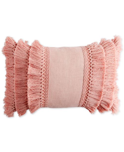 "Fringe Decorative Pillow, 12"" x 18"" - Blush"